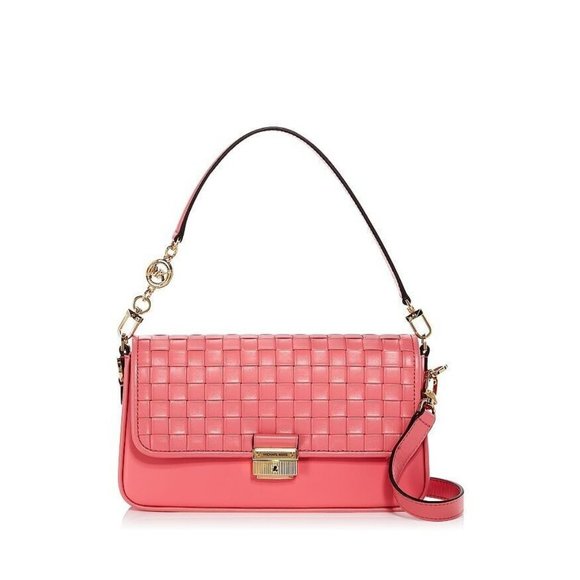 MICHAEL KORS Bradshaw woven leather women's crossbody shoulder bag -TEA ROSE - Picture 1 of 16